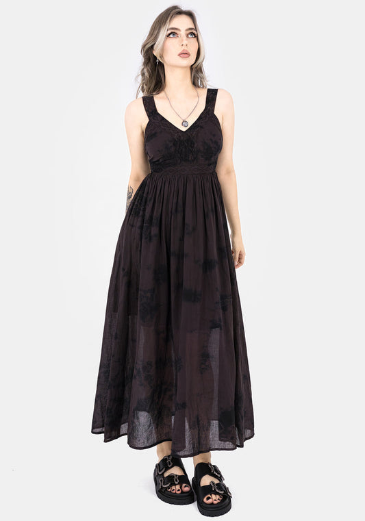 Burnout Tie Die Cotton Midaxi Dress