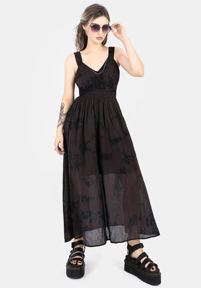 Burnout Tie Die Cotton Midaxi Dress