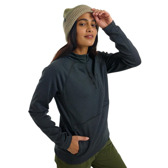 Burton Womens Multipath Grid 1/4 Zip Fleece - True Black