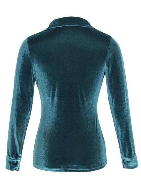 Button Up Collared Shirt with Breast Pockets - Madikfashions.com