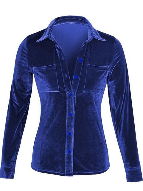 Button Up Collared Shirt with Breast Pockets - Madikfashions.com