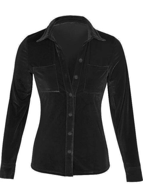 Button Up Collared Shirt with Breast Pockets - Madikfashions.com