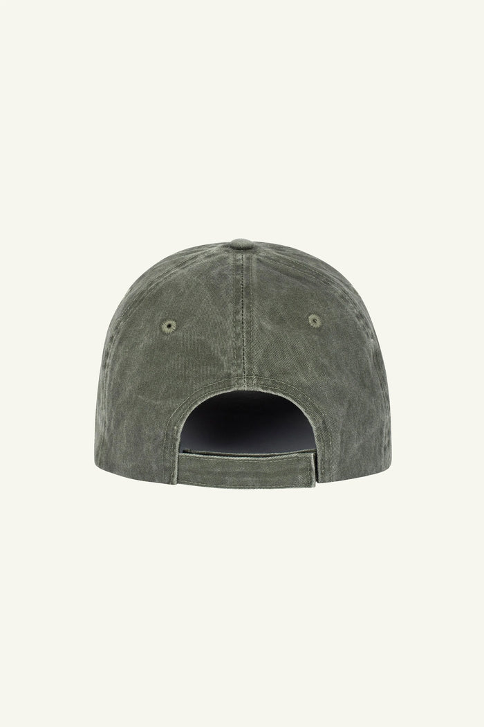 Contrast Washed Khaki hat, embroidered cactus design in organic cotton