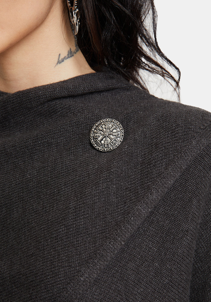 Calliope Wrap Over Cropped Knit Jumper with Brooch