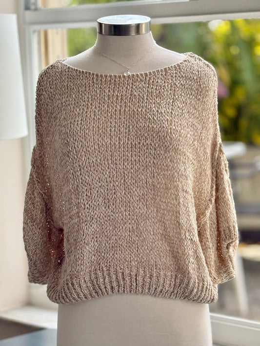 knitted sweater with gold thread