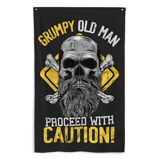 Caution: Grumpy Old Man Wall Flag