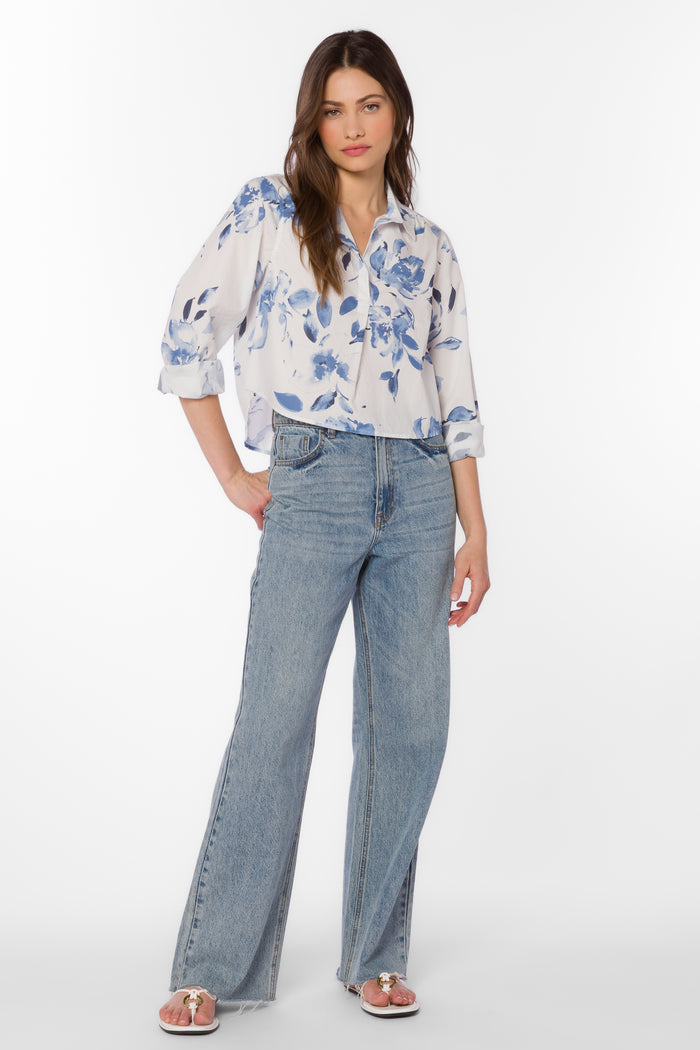 Chandler Washed Waterflower Shirt - Tops - Velvet Heart Clothing
