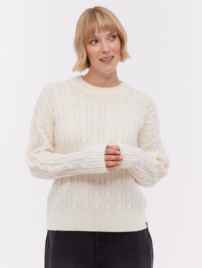 Chanice Beige CR028 Knit Crews Cable True Knit Shot 1