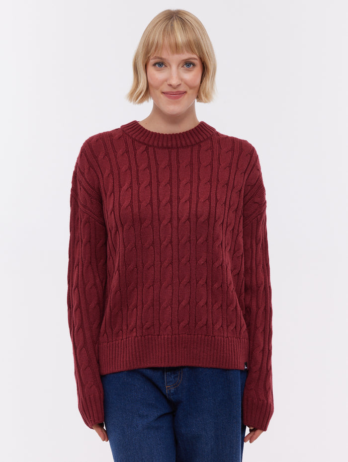 Chanice Red BU028 Knit Crews Cable True Knit Shot 1