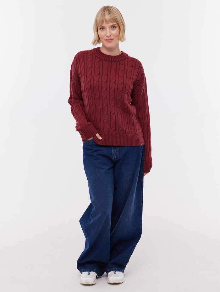 Chanice Red BU028 Knit Crews Cable True Knit Shot 2