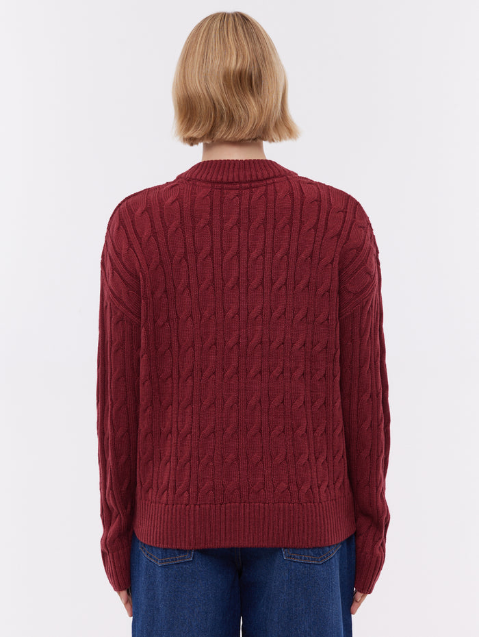 Chanice Red BU028 Knit Crews Cable True Knit Shot 3