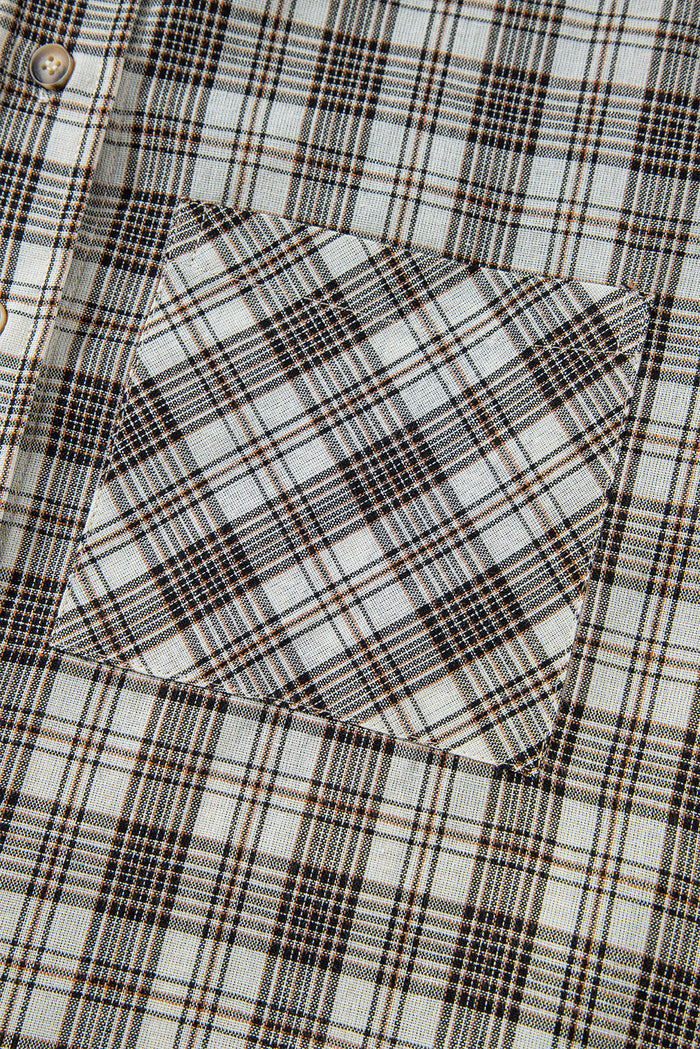 Checkered Print Loose Fit Buttoned Hoodie Shacket - Outerwear/Plaid Shackets