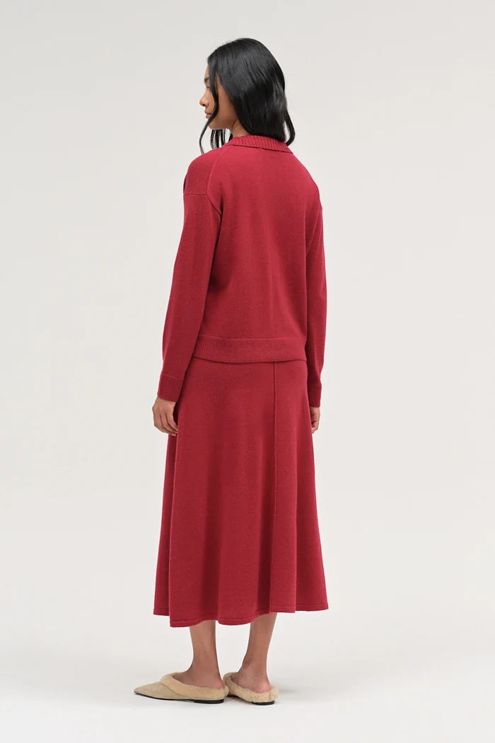 Cherry Wool-Cashmere Collared Sweater