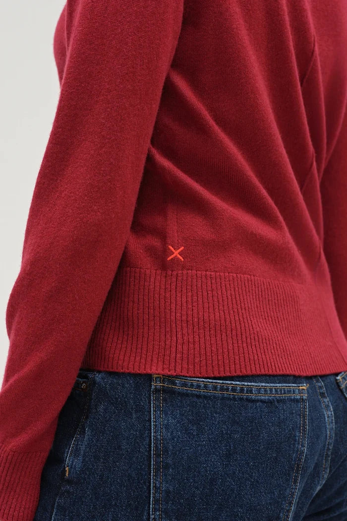 Cherry Wool-Cashmere Cropped Sweater