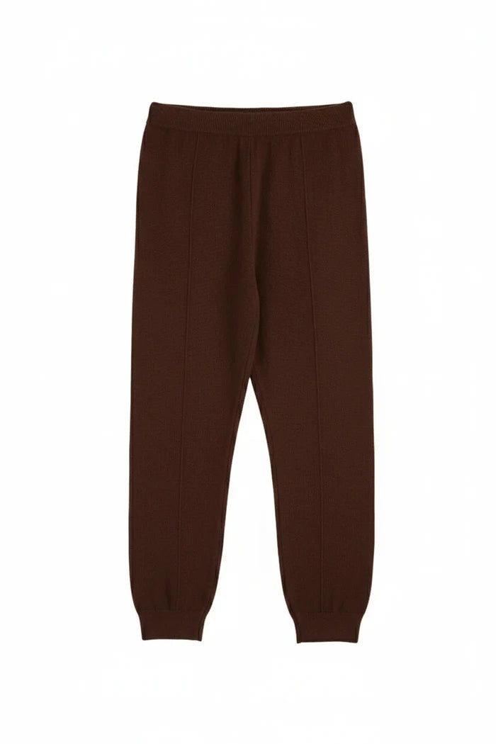 Chocolate Wool-Cashmere Cuffed Joggers