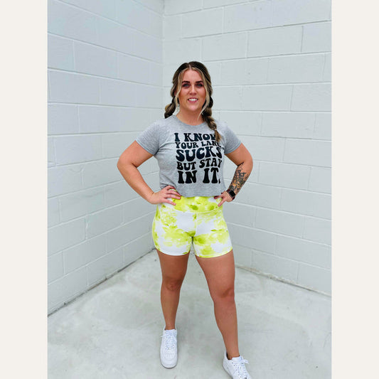 Citrus Floral High-Waist Active Shorts Activewear Mono B