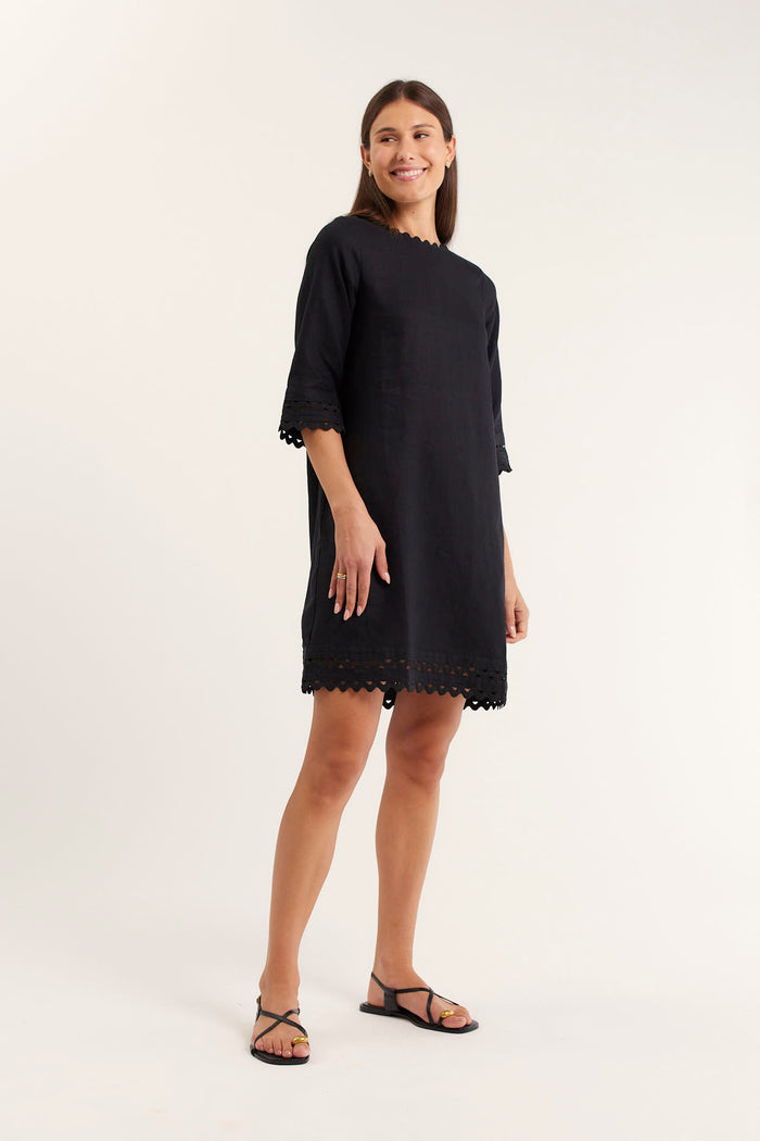 Claire Linen Dress in Black