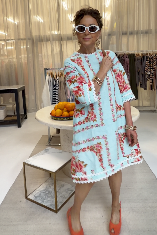 Claire Linen Dress In Portofino