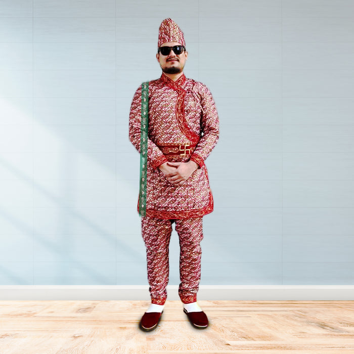 Dhaka Daura Suruwal Set for Groom