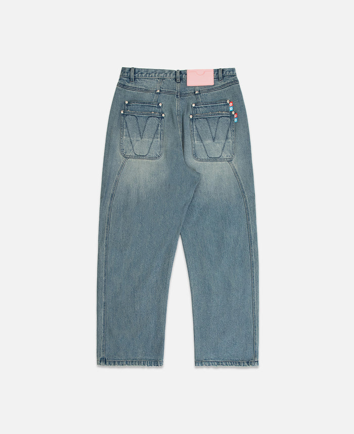 Classic Double Pocket Denim Jeans (Blue)