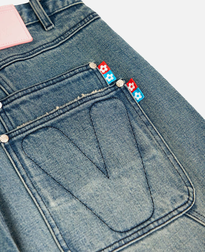 Classic Double Pocket Denim Jeans (Blue)