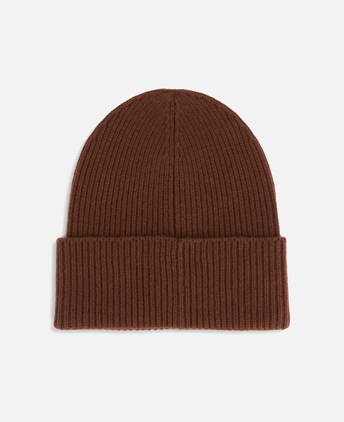 Coach Clot Patch Knit Beanie (Brown)