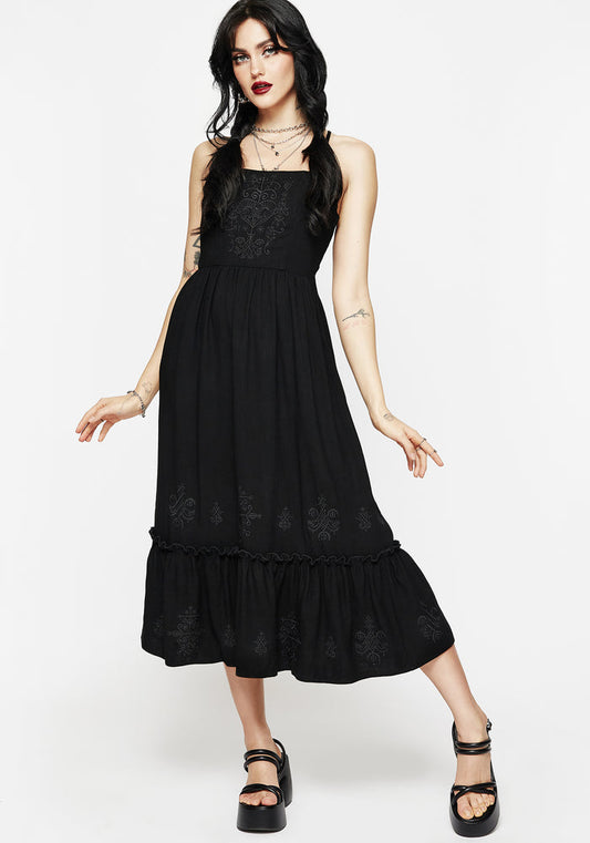 Cordata Embroidered Cami Midi Smock Dress