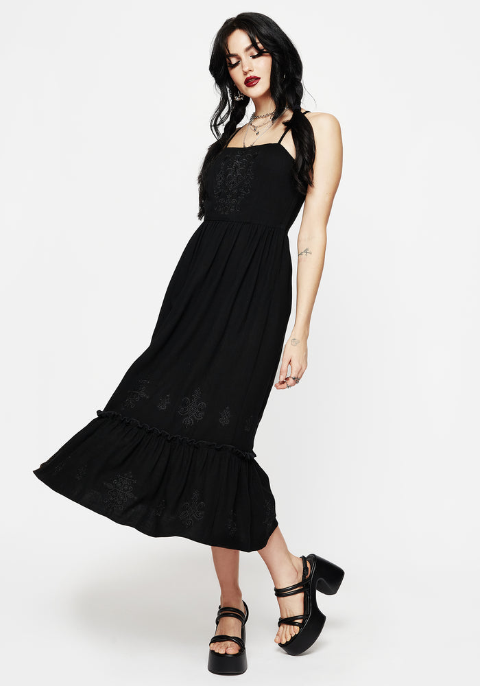 Cordata Embroidered Cami Midi Smock Dress