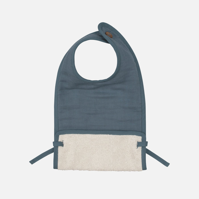 Cotton Muslin/Terry Feeding Bib - Blue Spruce