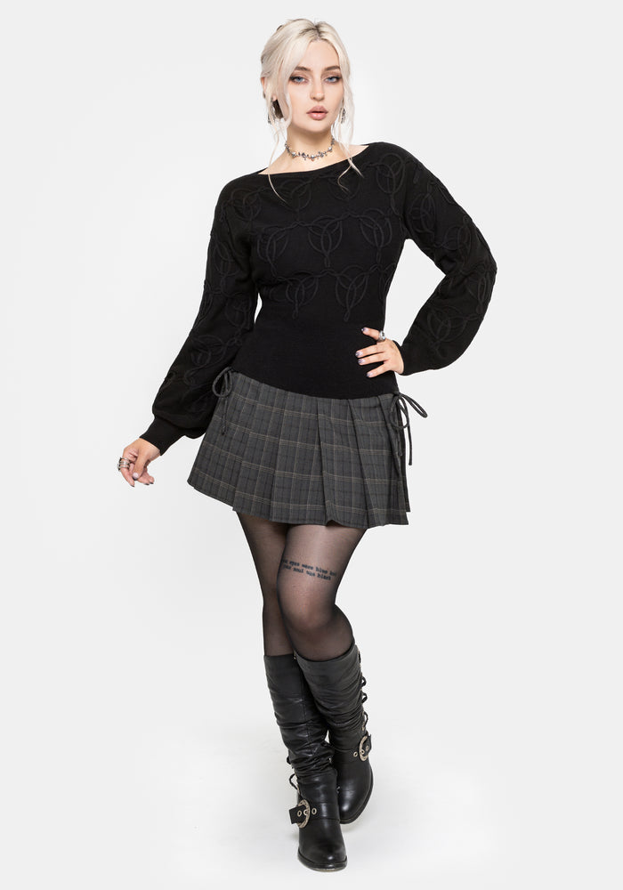 Covet Cotton-Blend Witches Knot Cable Knit Jumper - Black