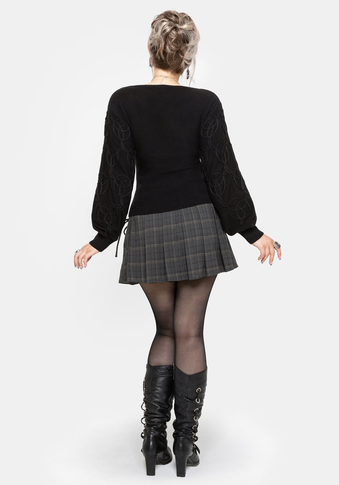 Covet Cotton-Blend Witches Knot Cable Knit Jumper - Black