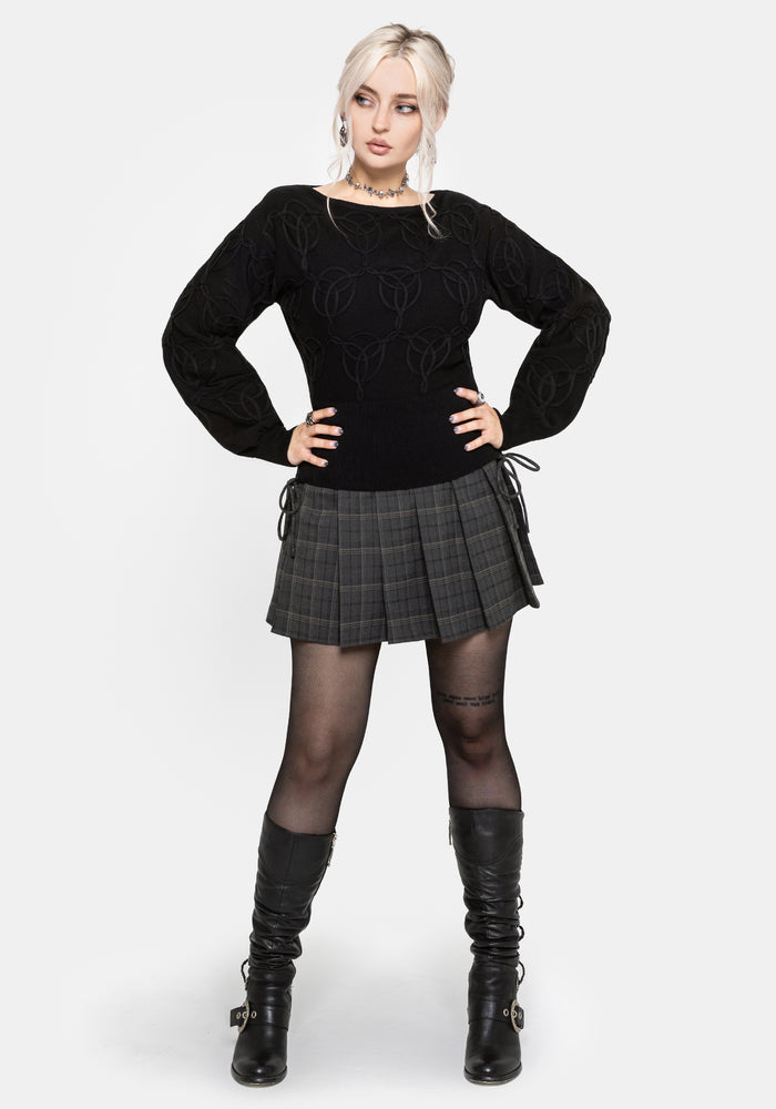 Covet Cotton-Blend Witches Knot Cable Knit Jumper - Black