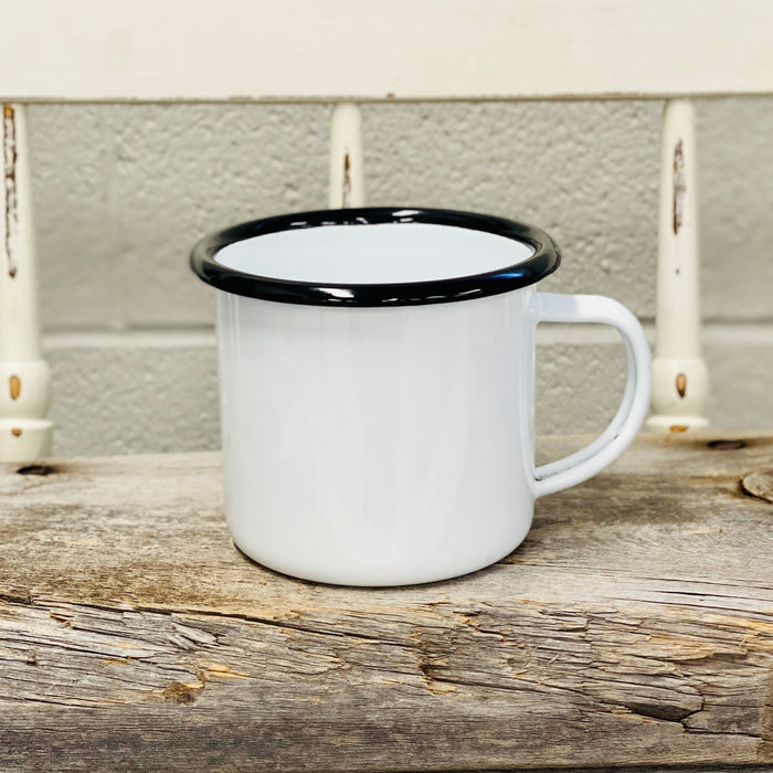 11oz Black Rim Enamel Mug