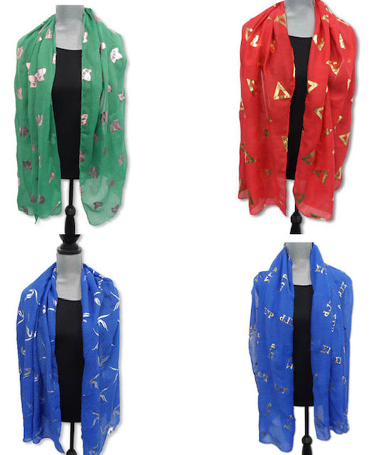 D9 - Sorority Foil Printed Gauze Scarves