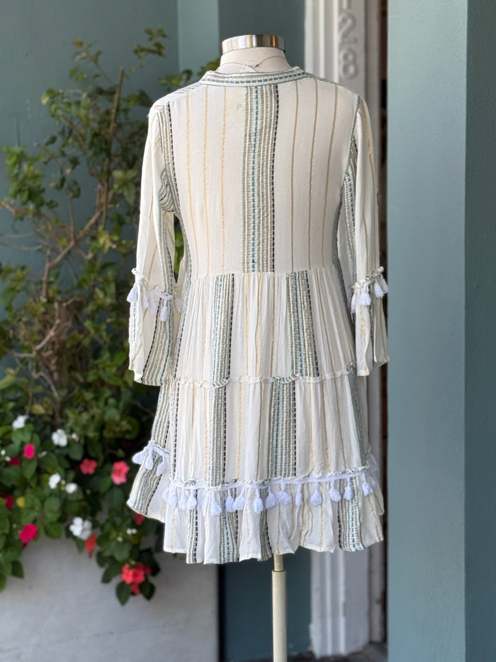 short bohemian dress with stripes