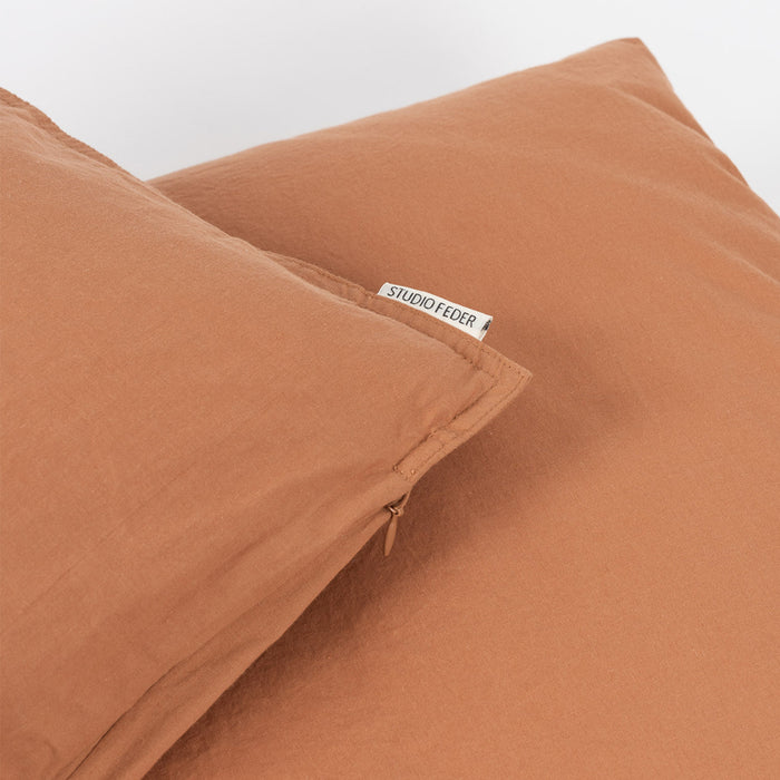 Danish Size Cotton Duvet & Pillow Cover - Caramel - Single - 140x200/60x63cm
