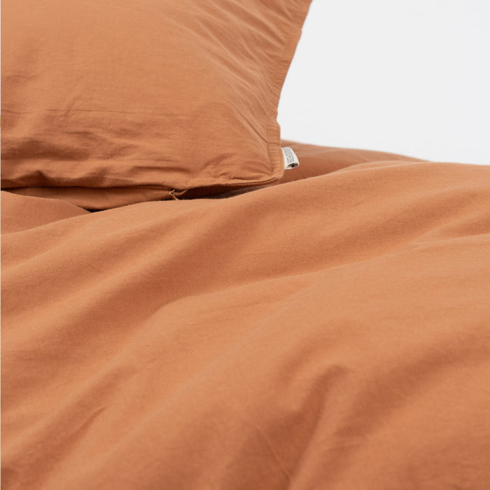 Danish Size Cotton Duvet & Pillow Cover - Caramel - Single - 140x200/60x63cm