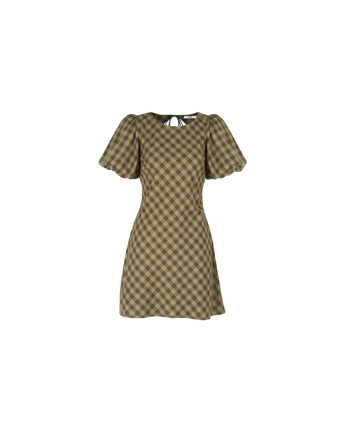 DARCY GINGHAM MINIDRESS OLIVE GINGHAM