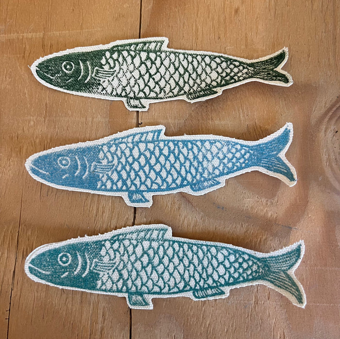 Dark Green, Blue Teal & Turquoise Fish Iron-On Patch