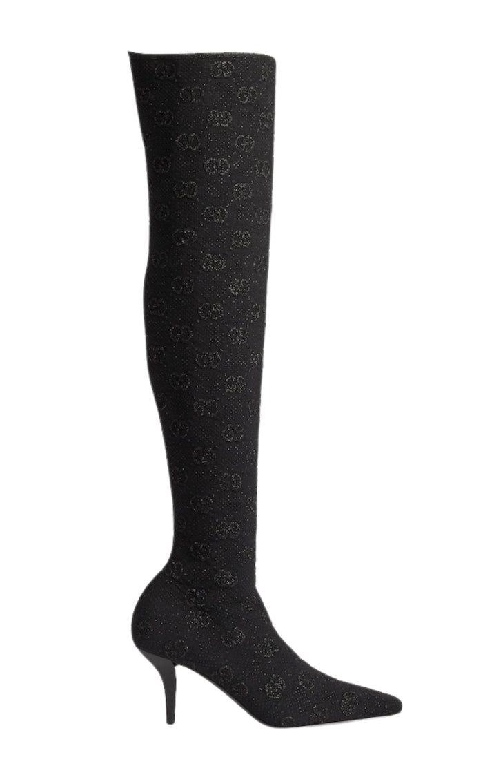 Gucci Demi Shimmer GG Over - The - Knee Boots - Runway Catalog