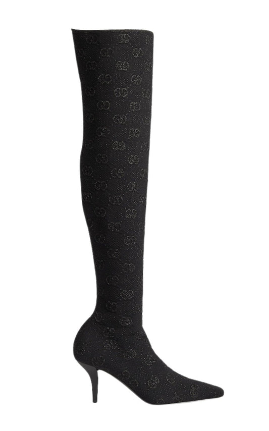Gucci Demi Shimmer GG Over - The - Knee Boots - Runway Catalog