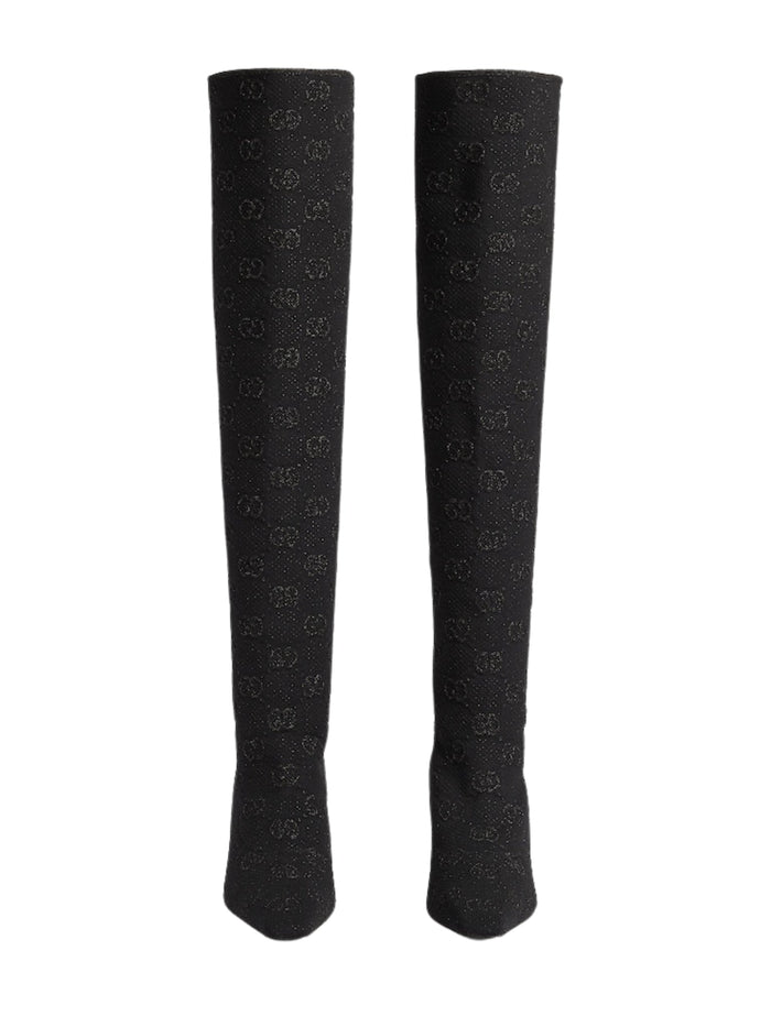Gucci Demi Shimmer GG Over - The - Knee Boots - Runway Catalog
