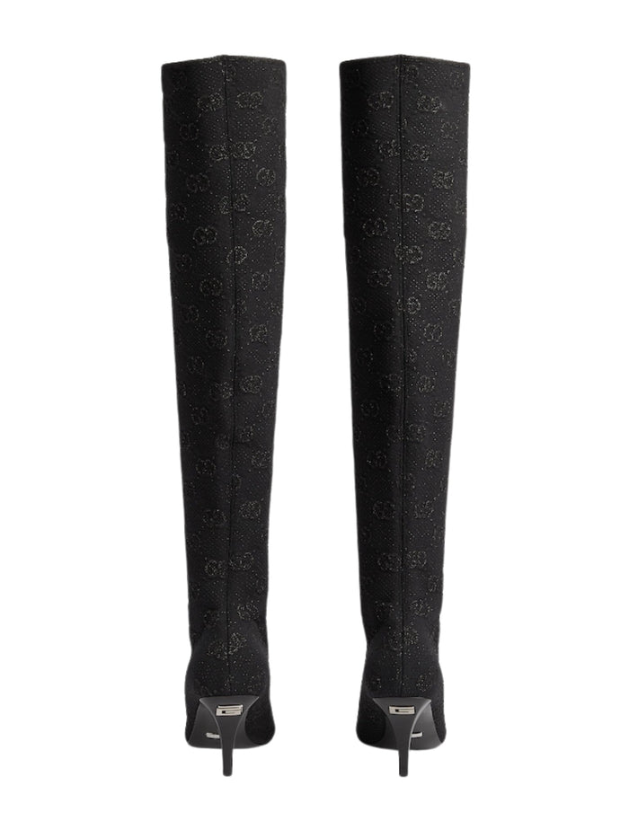 Gucci Demi Shimmer GG Over - The - Knee Boots - Runway Catalog