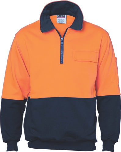 DNC Hi Vis Two Tone 1/2 Zip Cotton Fleecy Wincheater 3923