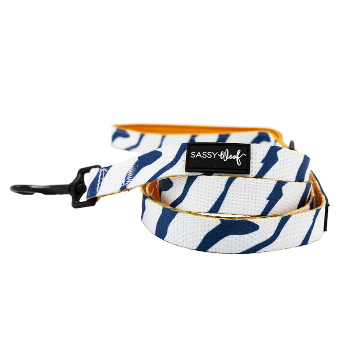 The Sassy Woof Dog Two Piece Bundle - STAR WARS™ Ahsoka features a blue and white striped adjustable leash, perfect for pairing with your dog's favorite harness—ideal for any Star Wars Ahsoka fan.