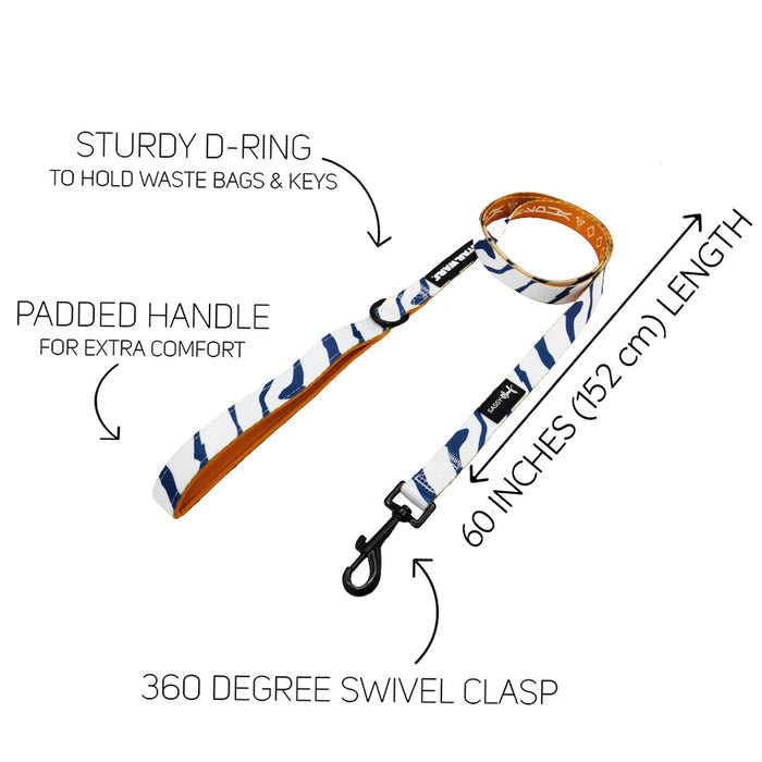 The Sassy Woof Dog Two Piece Bundle - STAR WARS™ Ahsoka features a blue and white adjustable leash with instructions, perfect to pair with your dog’s harness and inspired by Ahsoka.