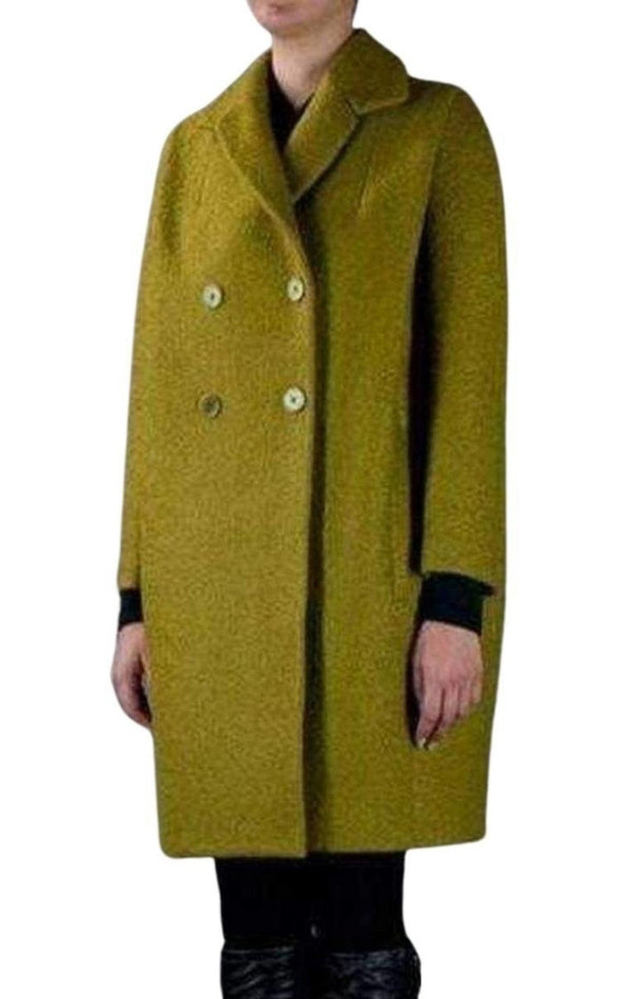 Carven Double Breasted Green Oversized Pea Coat - Runway Catalog
