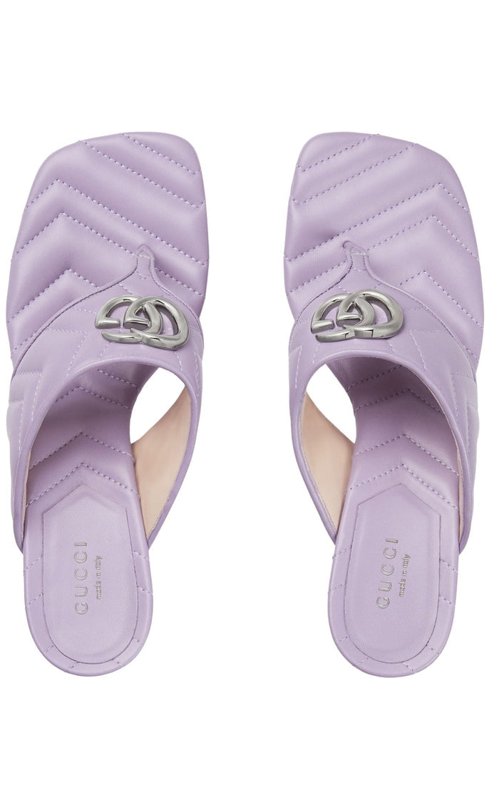 Gucci Double - G Thong Marmont Purple Leather Sandals - Runway Catalog