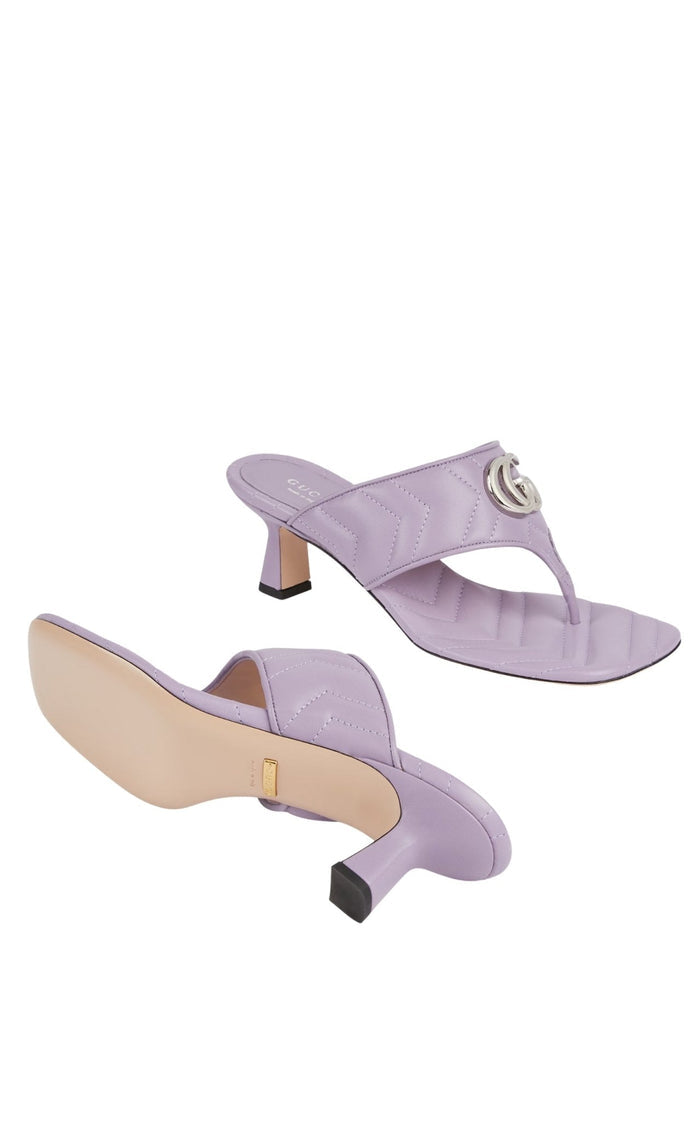 Gucci Double - G Thong Marmont Purple Leather Sandals - Runway Catalog