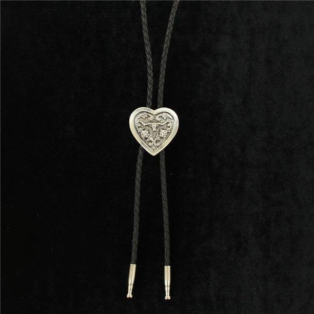 Double S 22105 Heart Shaped Slide with Longhorn Silver Bolo Tie